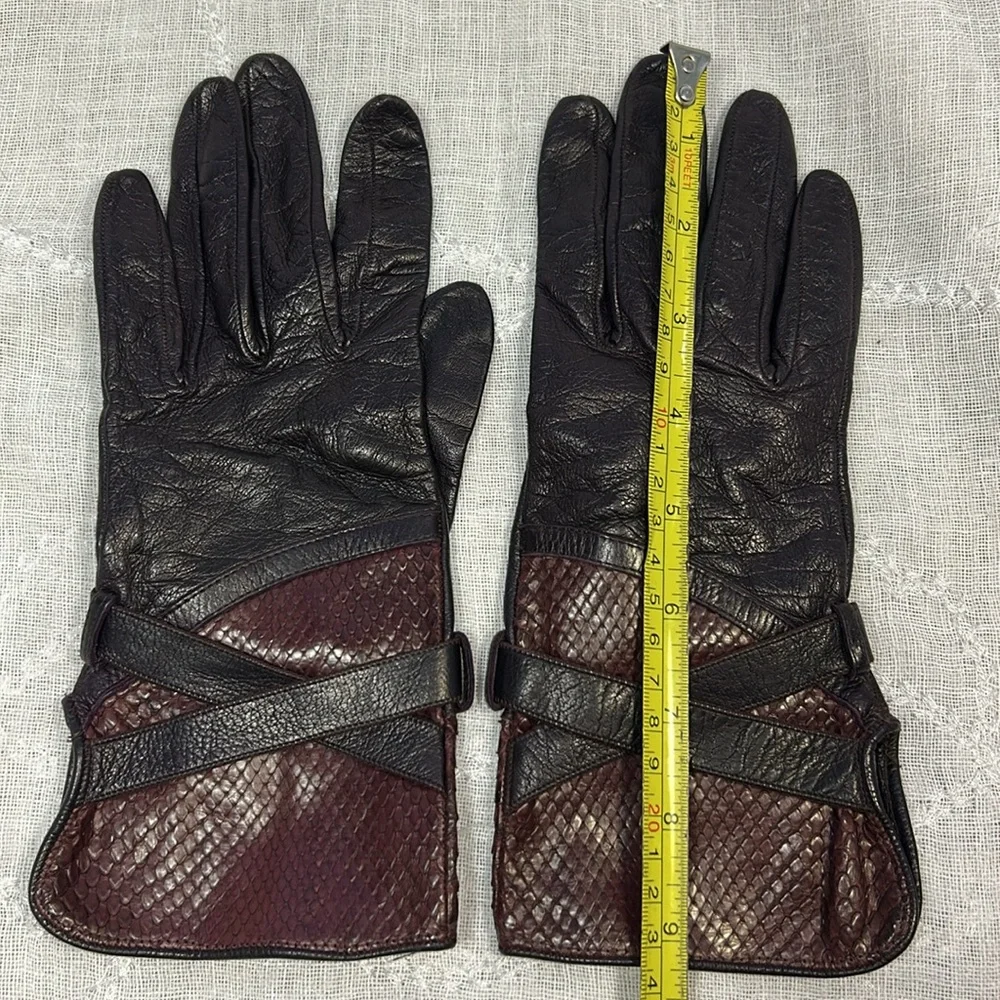 Handmade snake skin and natural leather soft buttery gloves
